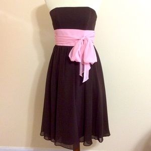 Alfred Angelo Strapless Dress Pink Brown 4
